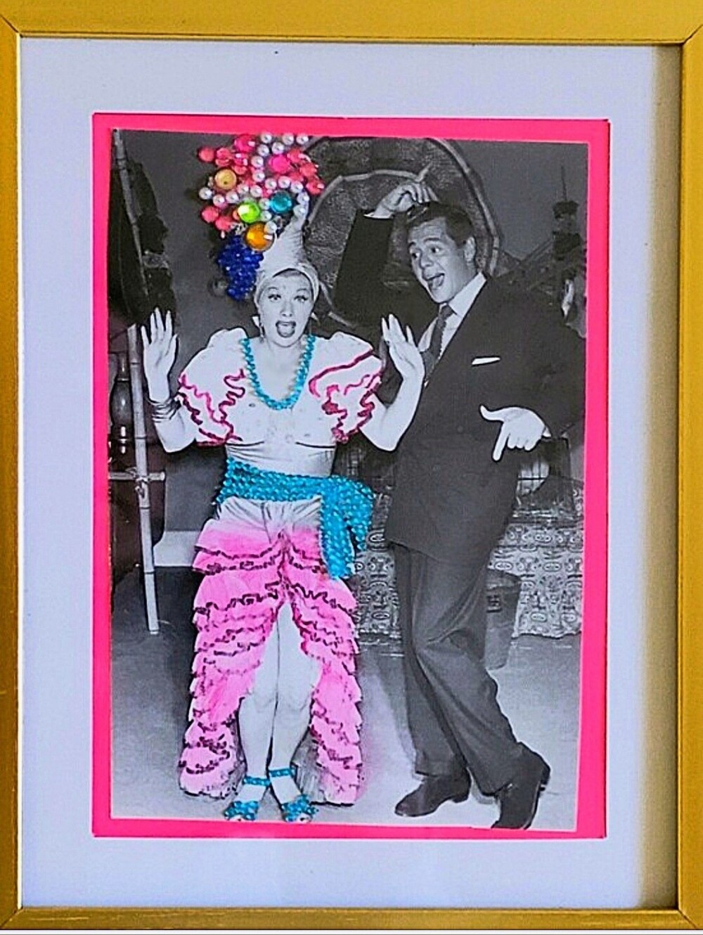 I LOVE LUCY WALL ART FRAMED & EMBELLISHED WITH COLORED RHINESTONES